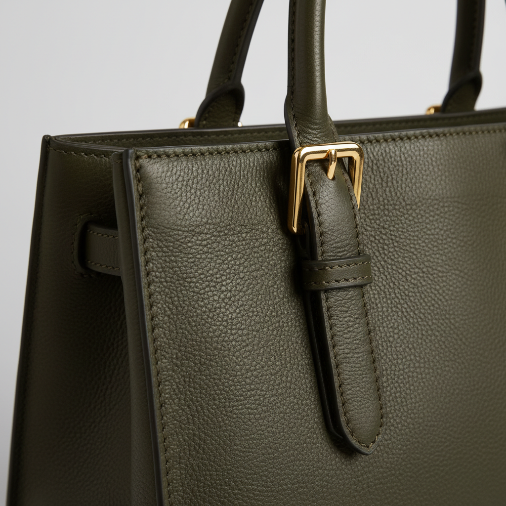 Forest Pine Olive – Leather/Hardware Close-up