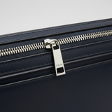 Executive Slim Briefcase in Navy Executive Blue – Leather & Hardware Detail