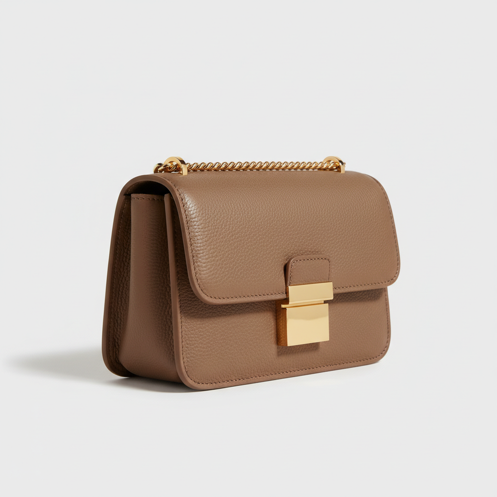 Contemporary Mini Flap Bag in Smoked Ash Brown – Side Angle