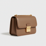 Contemporary Mini Flap Bag in Smoked Ash Brown – Side Angle