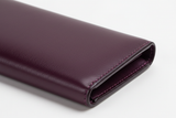 Luxury Long Wallet in Purple, smooth heritage leather macro close-up