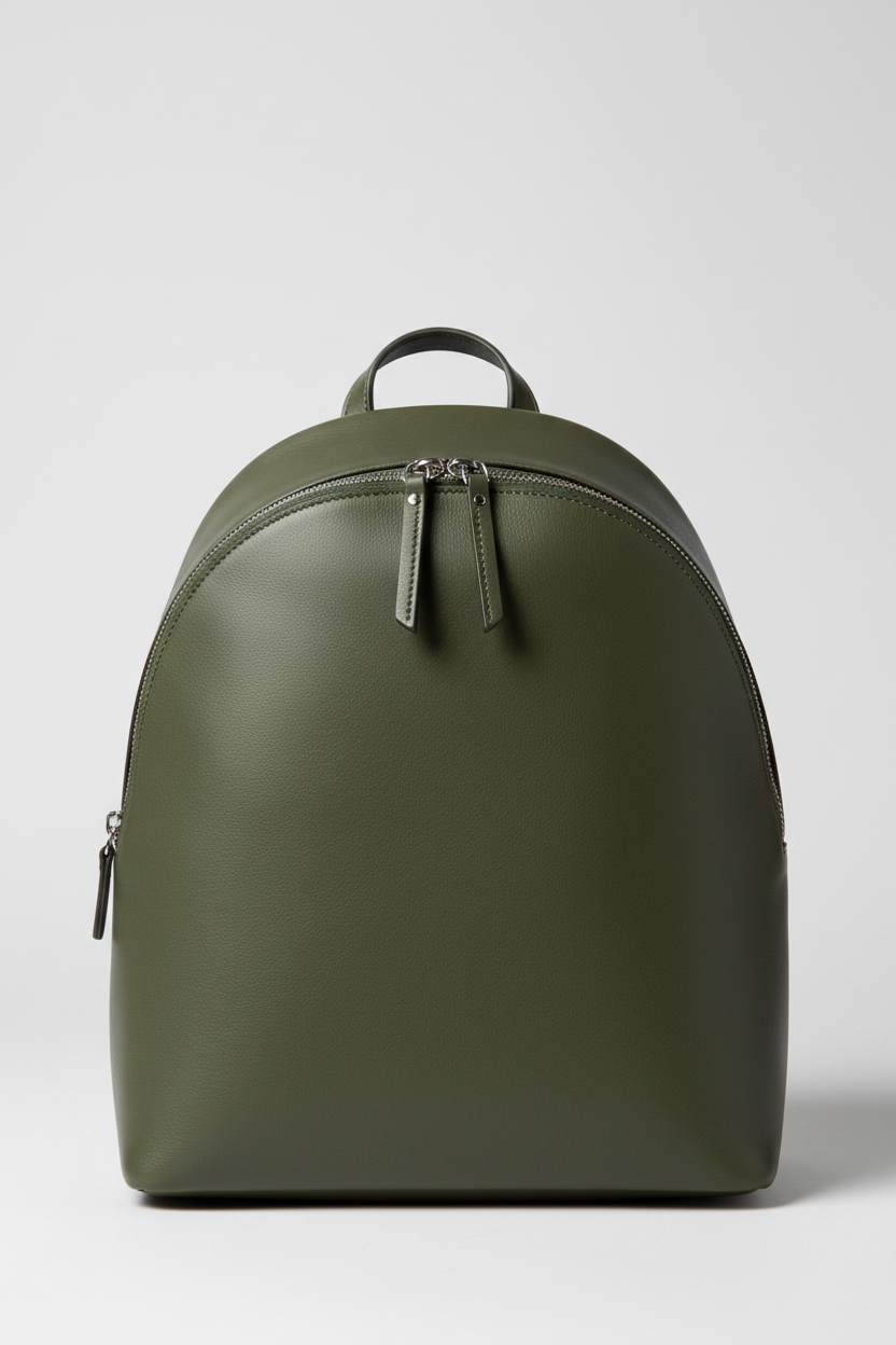 Elegant Everyday Women's Backpack in Moss Valley Green Soft Natural Leather – Front View