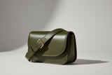 Modern Everyday Shoulder Bag in Matte Olive, side angle view