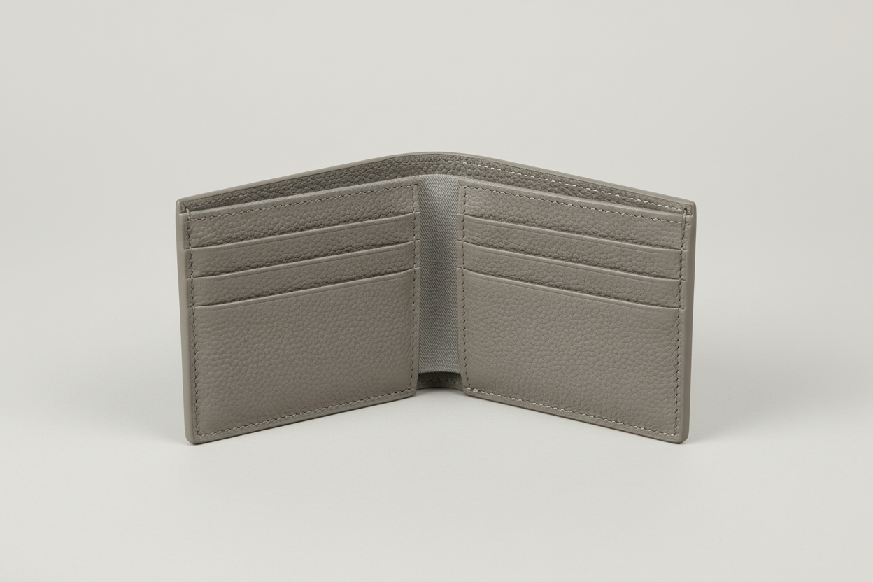 Minimal Card Wallet in Gray, open interior with card slots