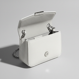 Contemporary Mini Flap Bag in Glacier Pearl White – Interior View