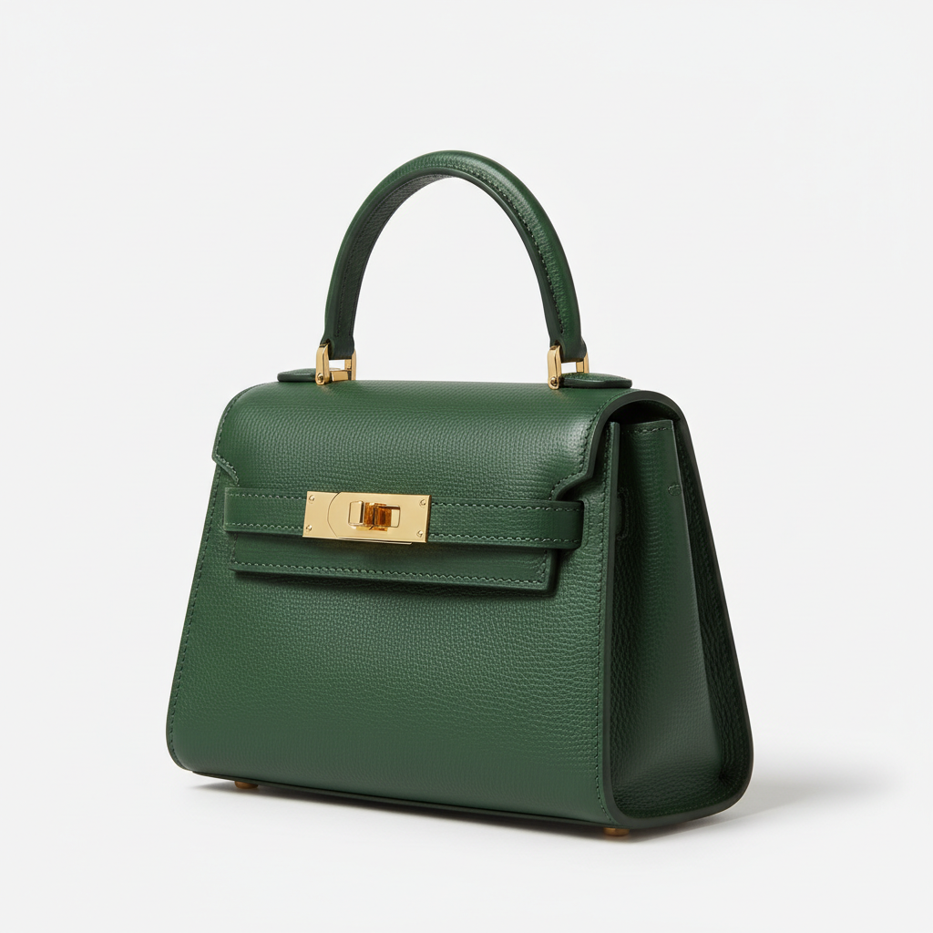 Sculpted Mini Designer Bag in Pine Shadow Green – Side Angle