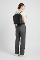 Elegant Everyday Women's Backpack in Velvet Shadow Black Matte Executive Leather – Female Model