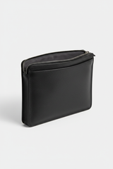 Quiet Luxury Tablet Pochette in Velvet Eclipse Black Premium Soft Grain Leather – Interior View