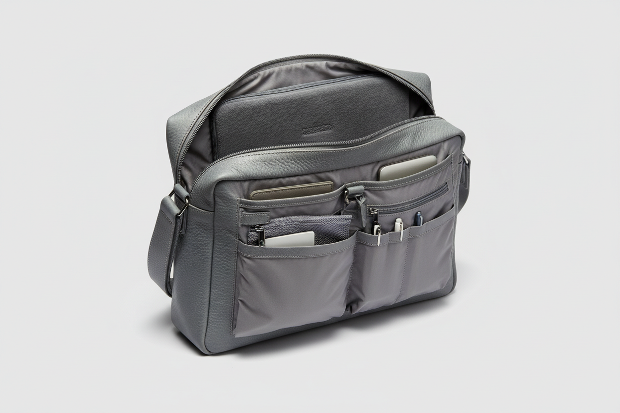 Modern Laptop Messenger Bag in Steel Horizon Grey – Laptop Compartment