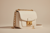 Contemporary Flap Shoulder Bag in Arctic White, side angle view