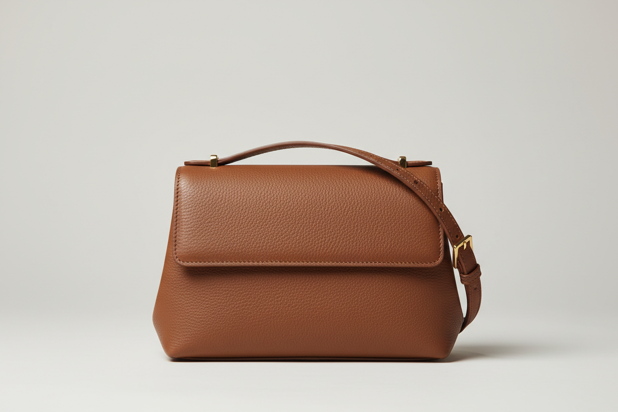 Minimal Luxe Shoulder Bag in Mocha Brown, front view