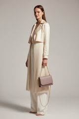 Chain Strap Mini Bag in Smoky Orchid Lilac – Female Model