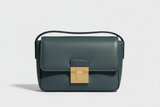 Contemporary Flap Shoulder Bag in Muted Teal, front view