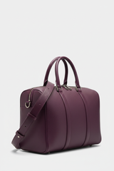 Urban Voyage Weekender in Purple Luxe Pebbled Leather — side angle strap