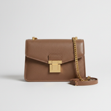Contemporary Mini Flap Bag in Smoked Ash Brown – Front View