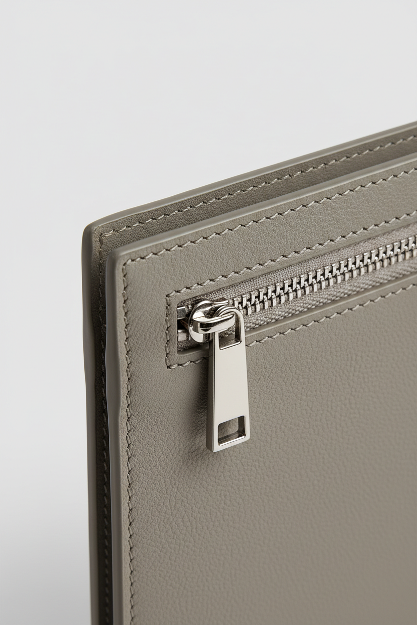 Elite Leather Document Holder in Polar Ash Grey Structured Office Leather – Leather Detail