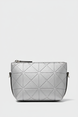 Minimal Luxe Pouch in Geometric and Silver, front portrait view