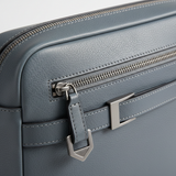Modern Laptop Messenger Bag in Steel Horizon Grey – Leather & Hardware Detail