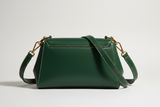 Sculpted Designer Shoulder Bag in Forest Green, back view