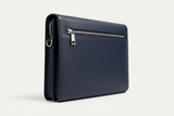 Executive Slim Briefcase in Navy Executive Blue – Side Angle