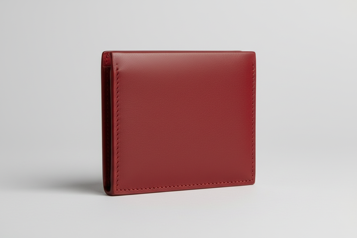 Minimal Card Wallet in Red, side angle view