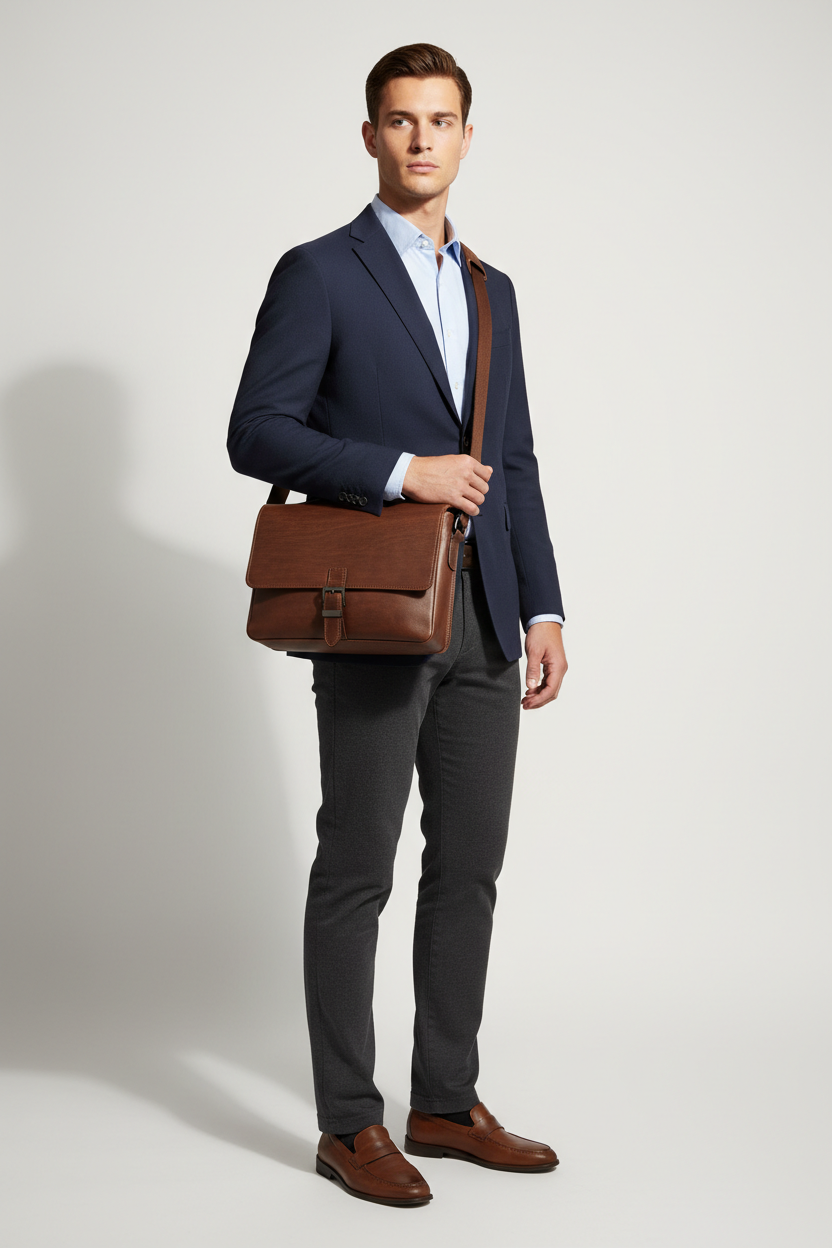 Modern Laptop Messenger Bag in Cocoa Walnut Brown – Professional Model
