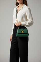 Sculpted Mini Designer Bag in Pine Shadow Green – Female Model