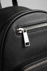 Elegant Everyday Women's Backpack in Velvet Shadow Black Matte Executive Leather – Leather & Zipper Detail