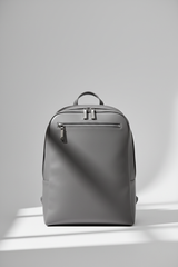 Metropolitan Business Backpack in Granite Mist Grey Refined Matte Leather – Front View