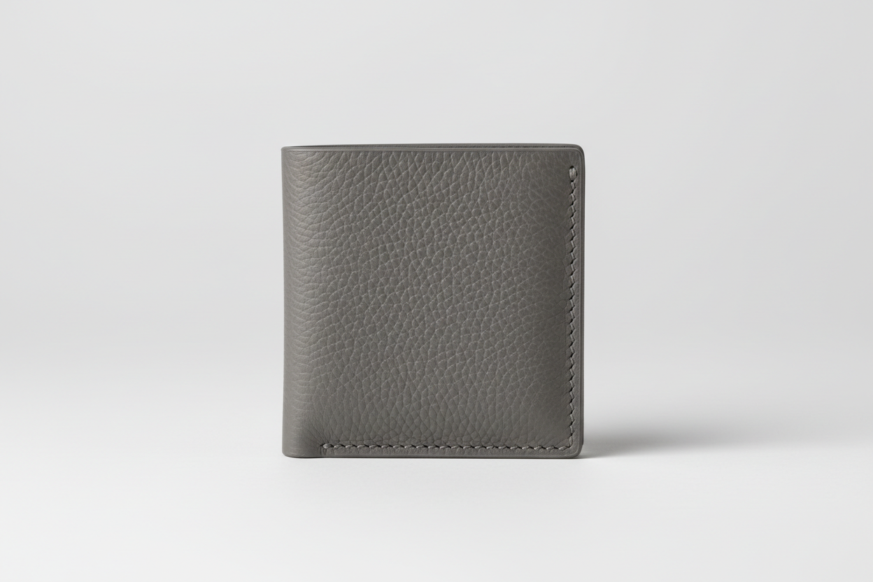 Minimal Card Wallet in Gray, side angle view
