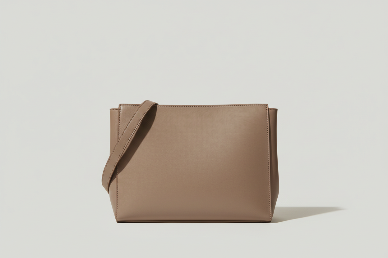 Modern Everyday Shoulder Bag in Soft Taupe, front view