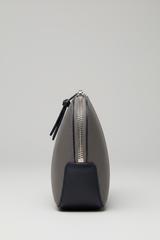 Minimal Luxe Pouch in Gray and Navy, front portrait view
