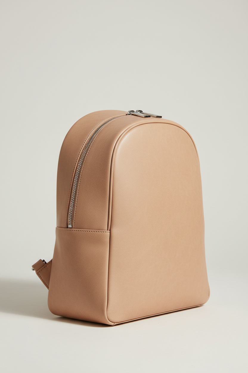 Contemporary City Backpack in Soft Almond Beige, side angle view