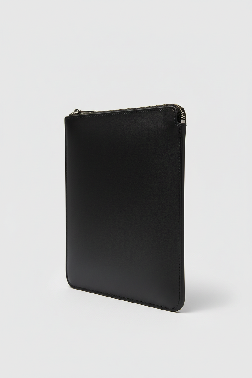 Elite Office Carry Pochette in Jetstone Black Refined Office Leather – Angled View