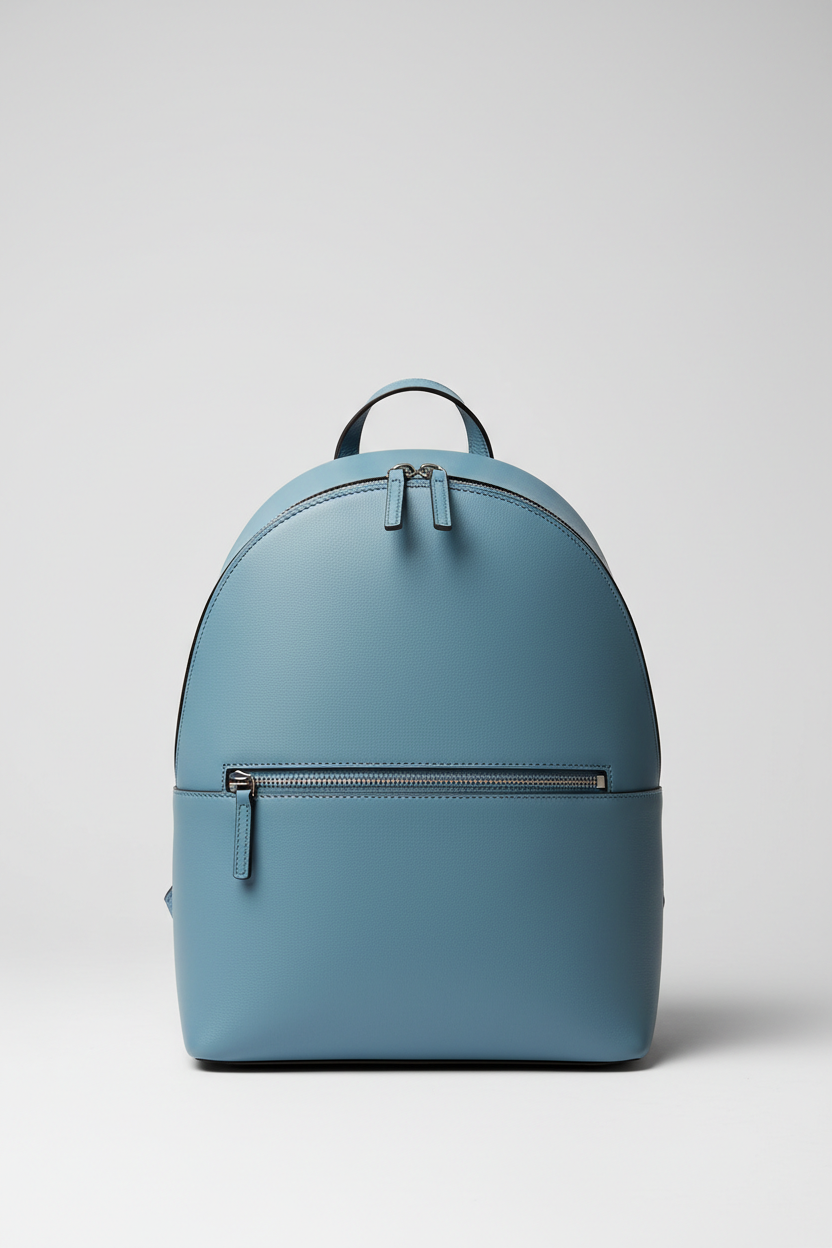 Elegant Everyday Women's Backpack in Arctic Lagoon Blue Structured Luxe Leather – Front View