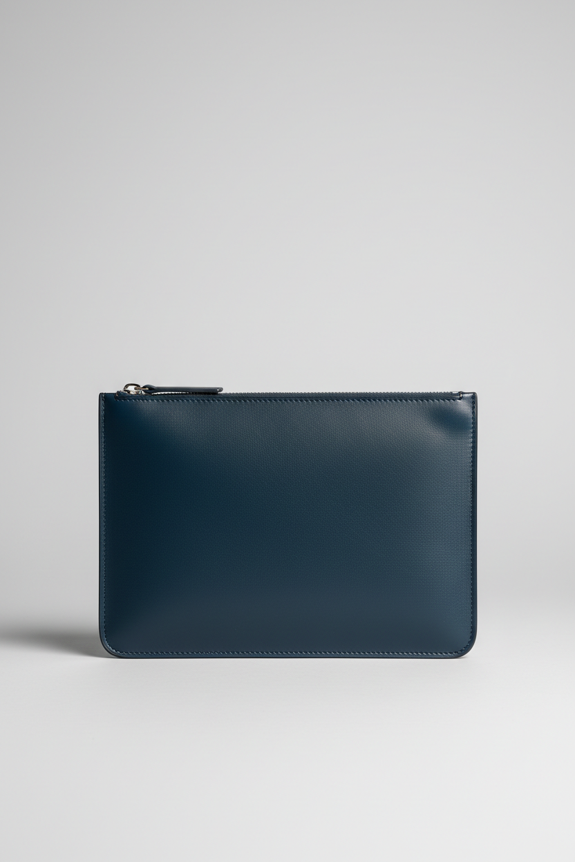 Metropolitan Slim iPad Bag in Baltic Ocean Blue Structured Luxe Leather – Front View