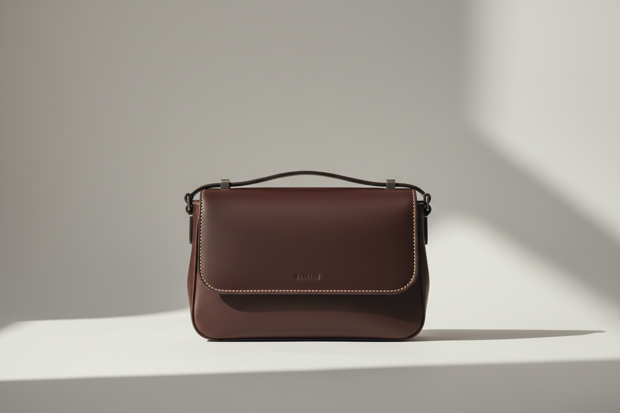 Soft Matte Shoulder Bag in Deep Walnut, front view