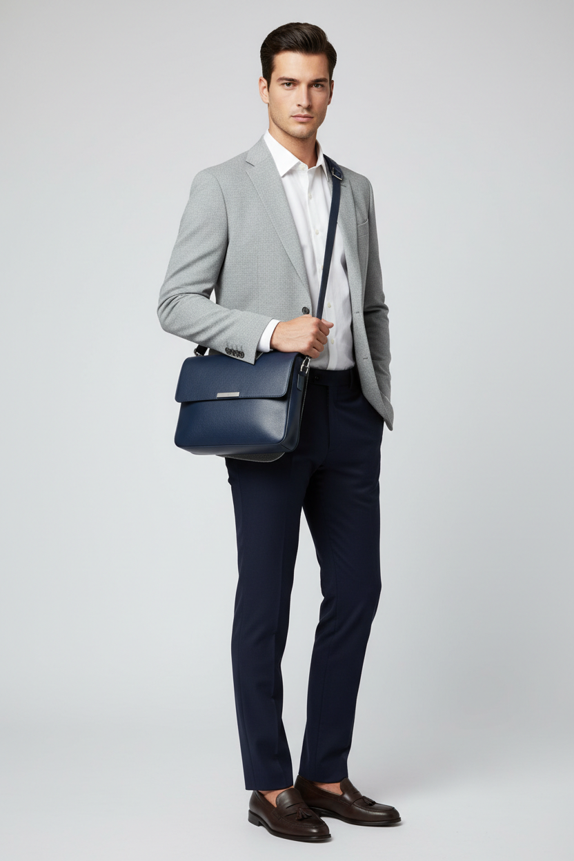 Modern Laptop Messenger Bag in Deep Marine Indigo – Professional Model