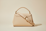 Sculpted Designer Shoulder Bag in Cream Beige, back view