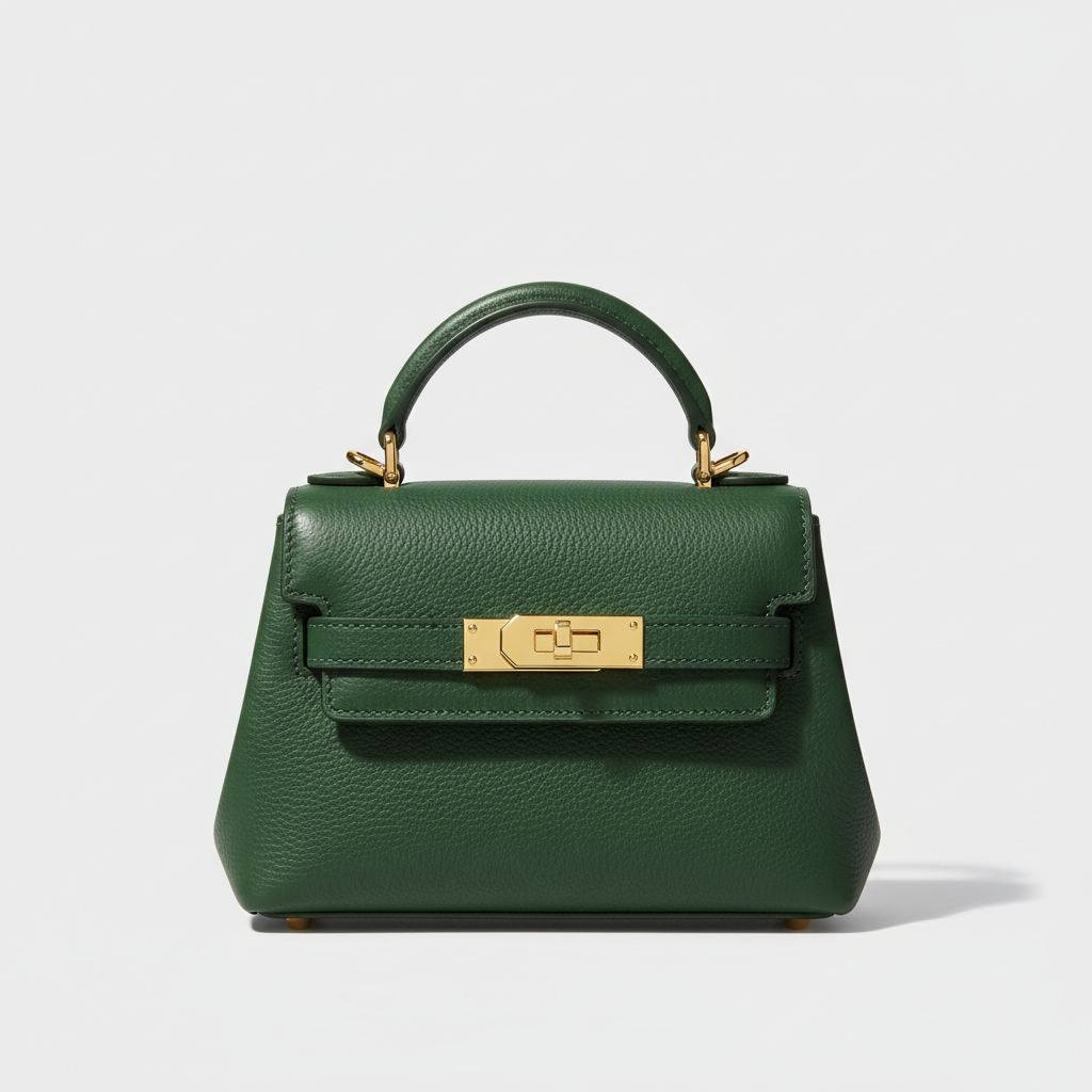Sculpted Mini Designer Bag in Pine Shadow Green – Front View