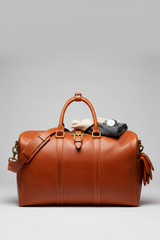 Urban Voyage Weekender in Orange Heritage Travel Leather — lifestyle