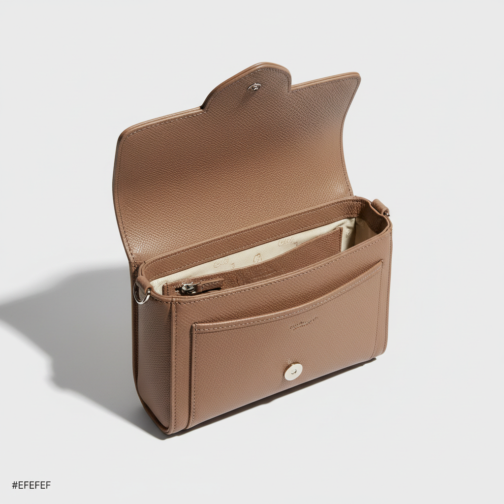 Urban Professional Crossbody Bag in Dustwood Taupe Structured Saffiano Leather – Interior View
