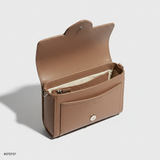 Urban Professional Crossbody Bag in Dustwood Taupe Structured Saffiano Leather – Interior View