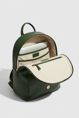 Elegant Everyday Women's Backpack in Moss Valley Green Soft Natural Leather – Interior View