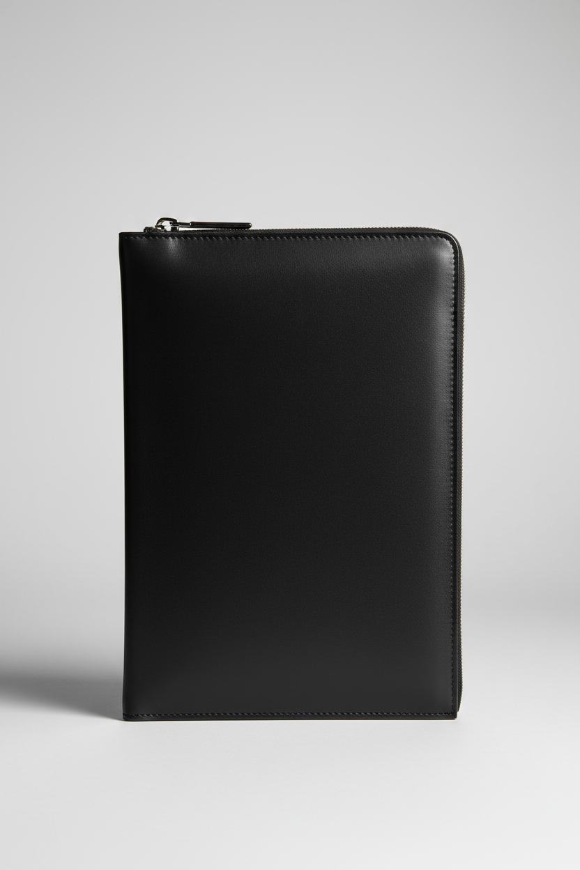 Elite Leather Document Holder in Titan Black Refined Smooth Leather – Front View