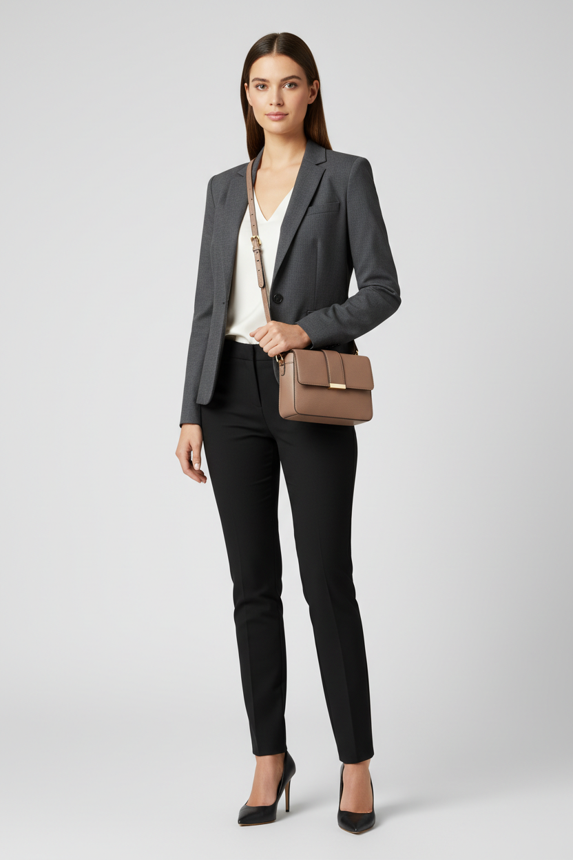 Urban Professional Crossbody Bag in Dustwood Taupe Structured Saffiano Leather – Professional Model