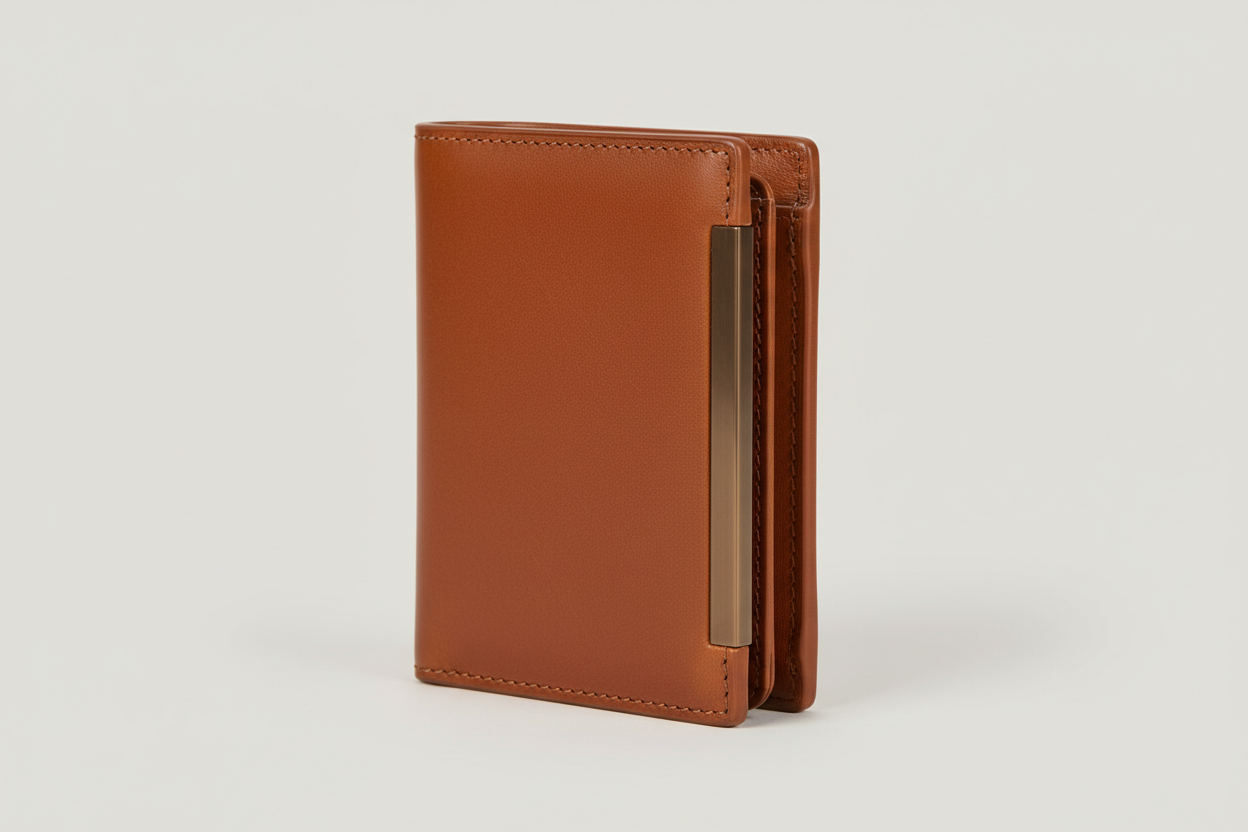 Urban Everyday Wallet in Brown and Bronze, side angle view