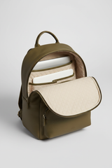 Urban Luxe Women's Backpack in Forest Bloom Olive Heritage Grain Leather – Interior View