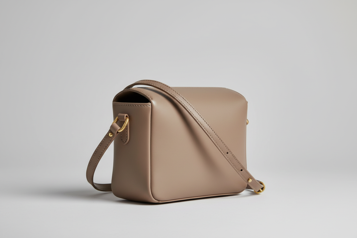 Everyday Mini Crossbody in Soft Taupe, side angle view