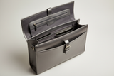 Executive Slim Briefcase in Slate Pewter Grey – Interior View